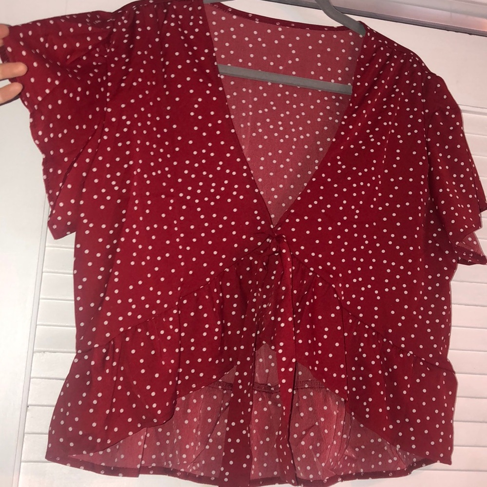 Red Polka Dot High Low Top